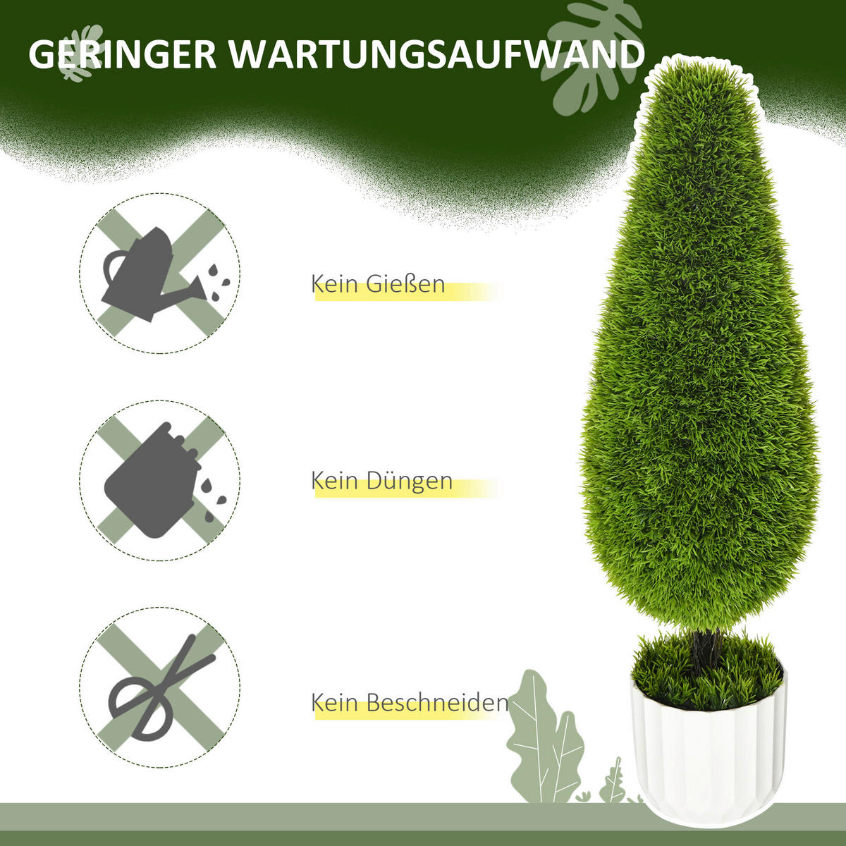 HOMCOM Kunstpflanze grün Edelstahl B/H/L: ca. 12x12x90 cm Kunstpflanze - grün (90,00/12,00/12,00cm) - HOMCOM