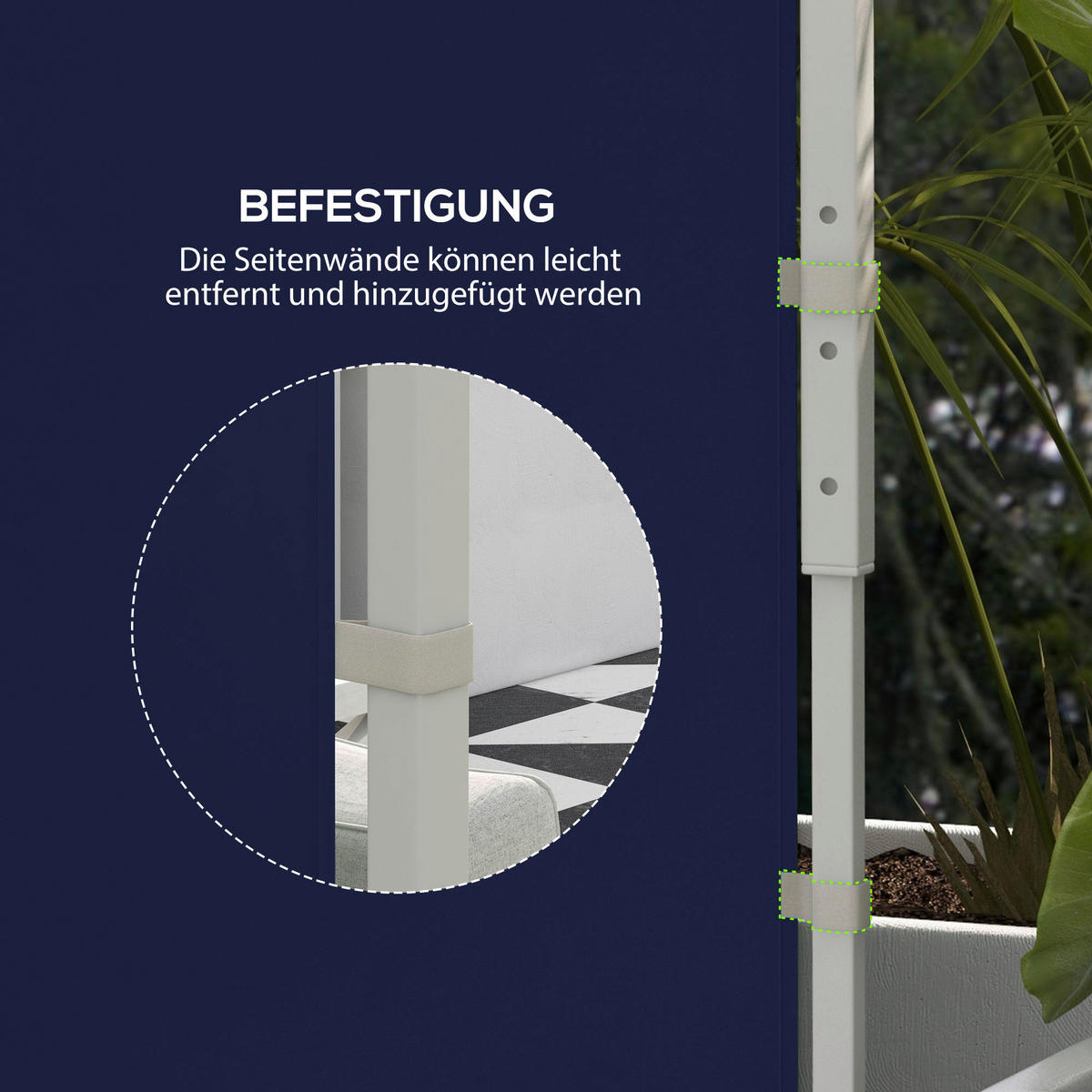 Outsunny Pavillon-Seitenwände blau Polyester H/L: ca. 195x295 cm Pavillon-Seitenwände - blau (295,00cm) - Outsunny