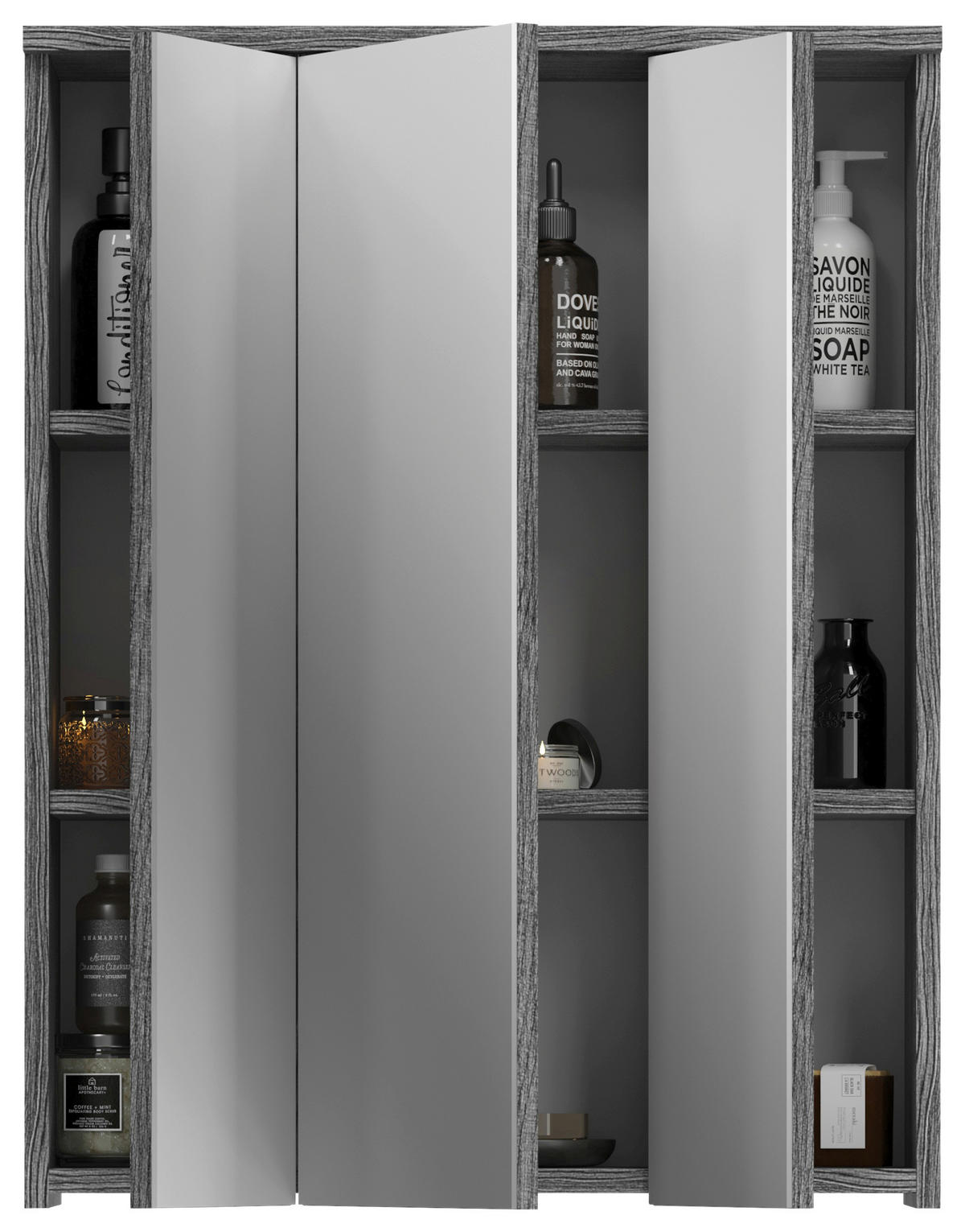 Spiegelschrank BLAKE Rauchsilber Nachbildung weiß Hochglanz B/H/T: ca. 60x77x21 cm BLAKE - weiß (60,00/77,00/21,00cm) - xonox.home