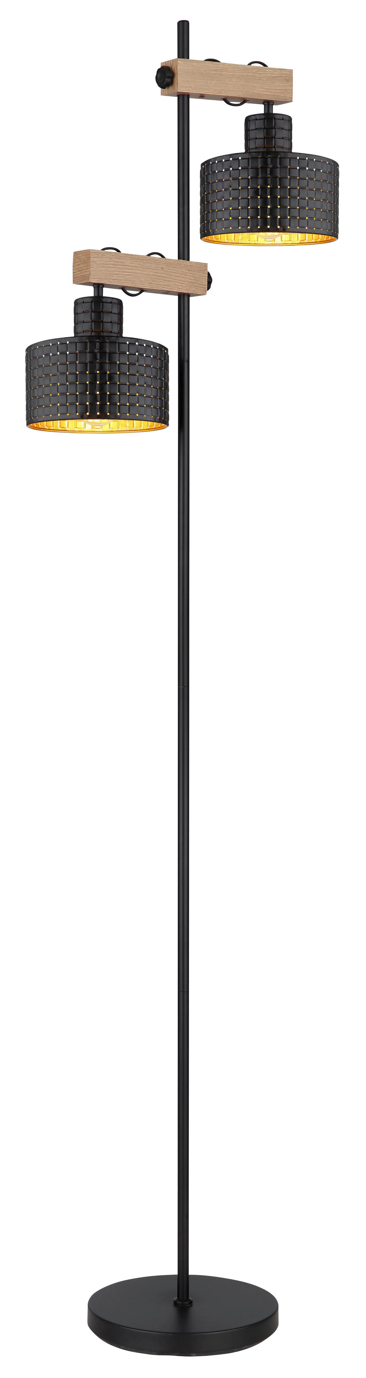 GLOBO Stehleuchte schwarz Metall B/H/T: ca. 25x168x44 cm E27 2 Brennstellen RIELLY - schwarz (25,00/168,00/44,00cm) - GLOBO