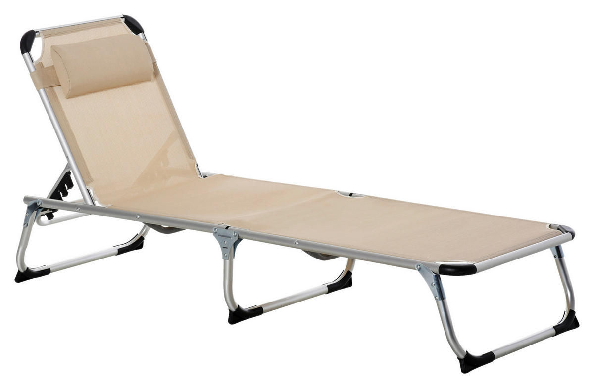 Outsunny Gartenliege beige Aluminium B/H/L: ca. 60x28x189 cm Gartenliege - beige (189,00/60,00/28,00cm) - Outsunny