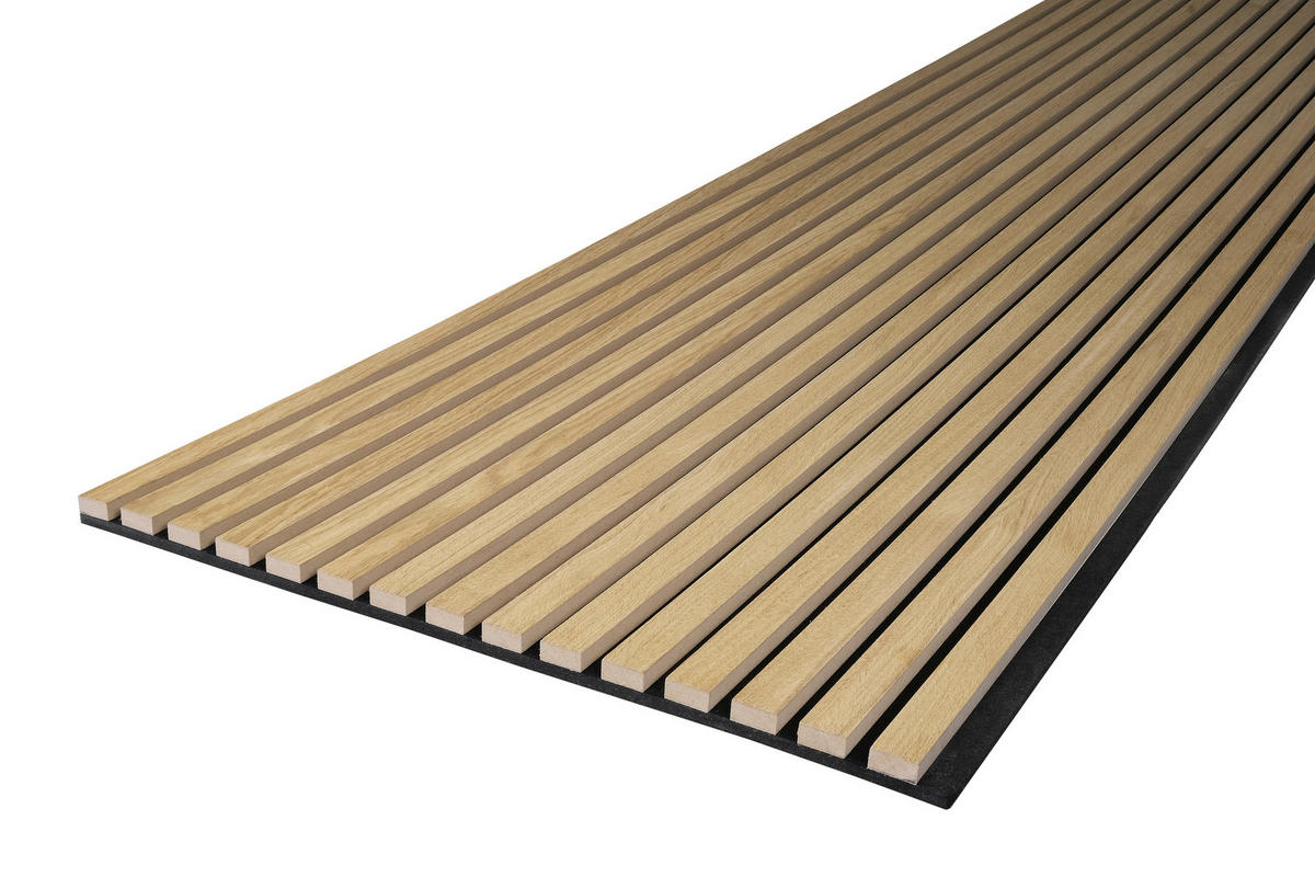 Akustikpaneel Eiche natur B/H/L: ca. 56,1x240x1,9 cm Akustikplatte 240x56 Eiche furniert - Eiche natur (1,90/56,10/240,00cm)