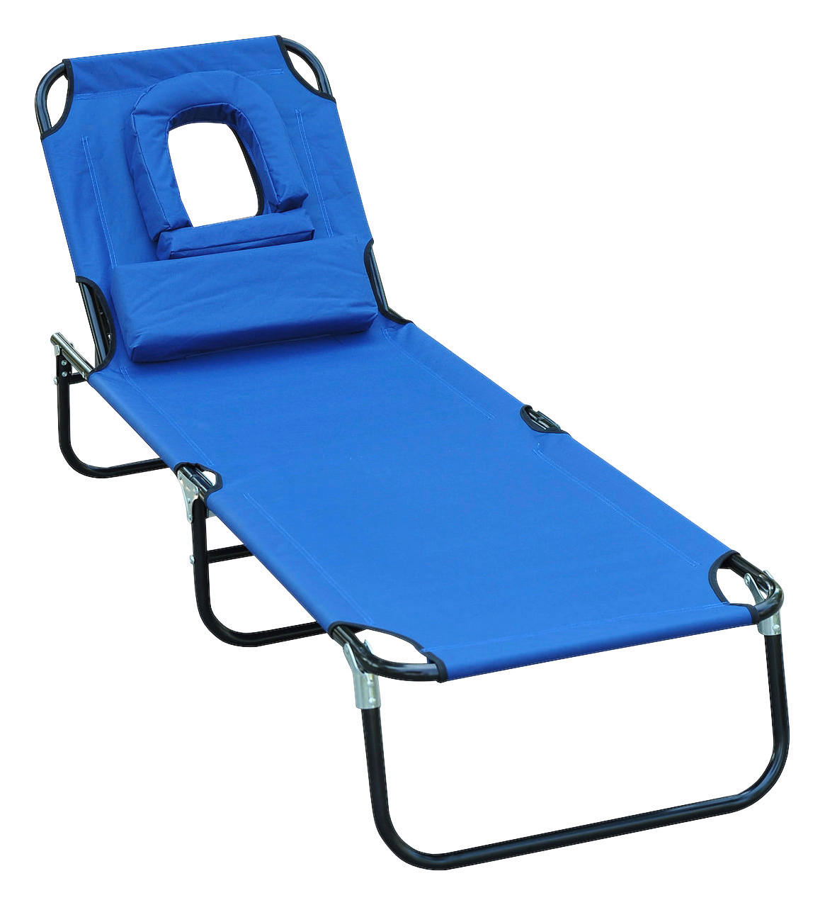 Outsunny Sonnenliege blau Stoff B/H/L: ca. 56x28x190 cm Sonnenliege - blau (190,00/56,00/28,00cm) - Outsunny