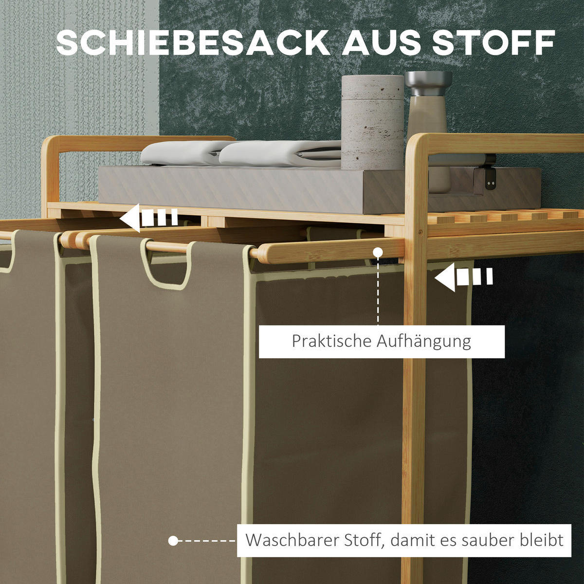 HOMCOM Wäschekorb creme B/H/L: ca. 33x63,5x73 cm Wäschekorb - natur/creme (73,00/33,00/63,50cm) - HOMCOM