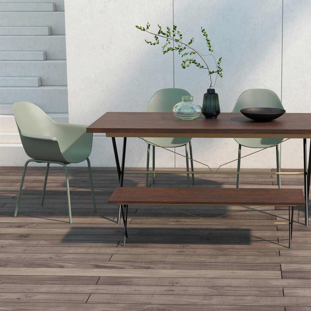 Outsunny Bistro-Set grün Kunststoff B/H/L: ca. 55x84x59 cm Bistro-Set - grün (59,00/55,00/84,00cm) - Outsunny