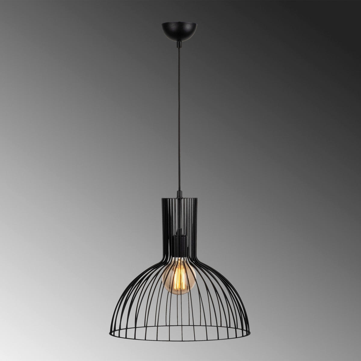 Opviq Pendelleuchte Fellini schwarz Metall B/H/T/L/D: ca. 38x136x38x38x38 cm E27 1 Brennstellen Fellini - schwarz (38,00/38,00/136,00cm) - Opviq