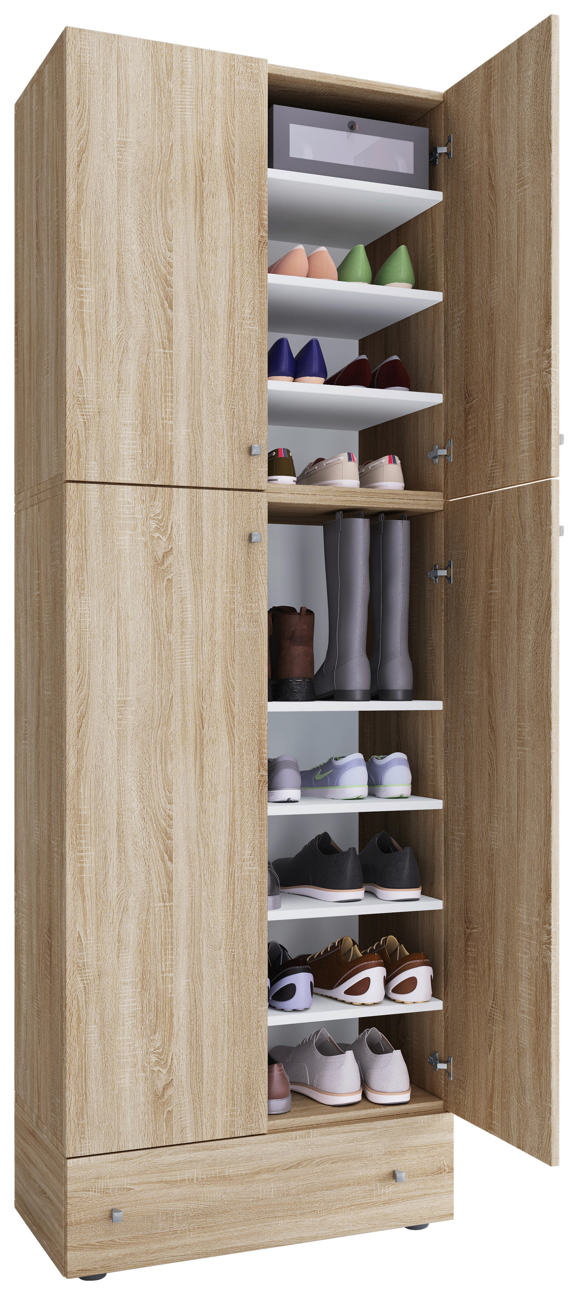 Schuhschrank Lona weiß B/H/T: ca. 70x200x39 cm Lona - weiß (70,00/200,00/39,00cm) - VCM Möbel