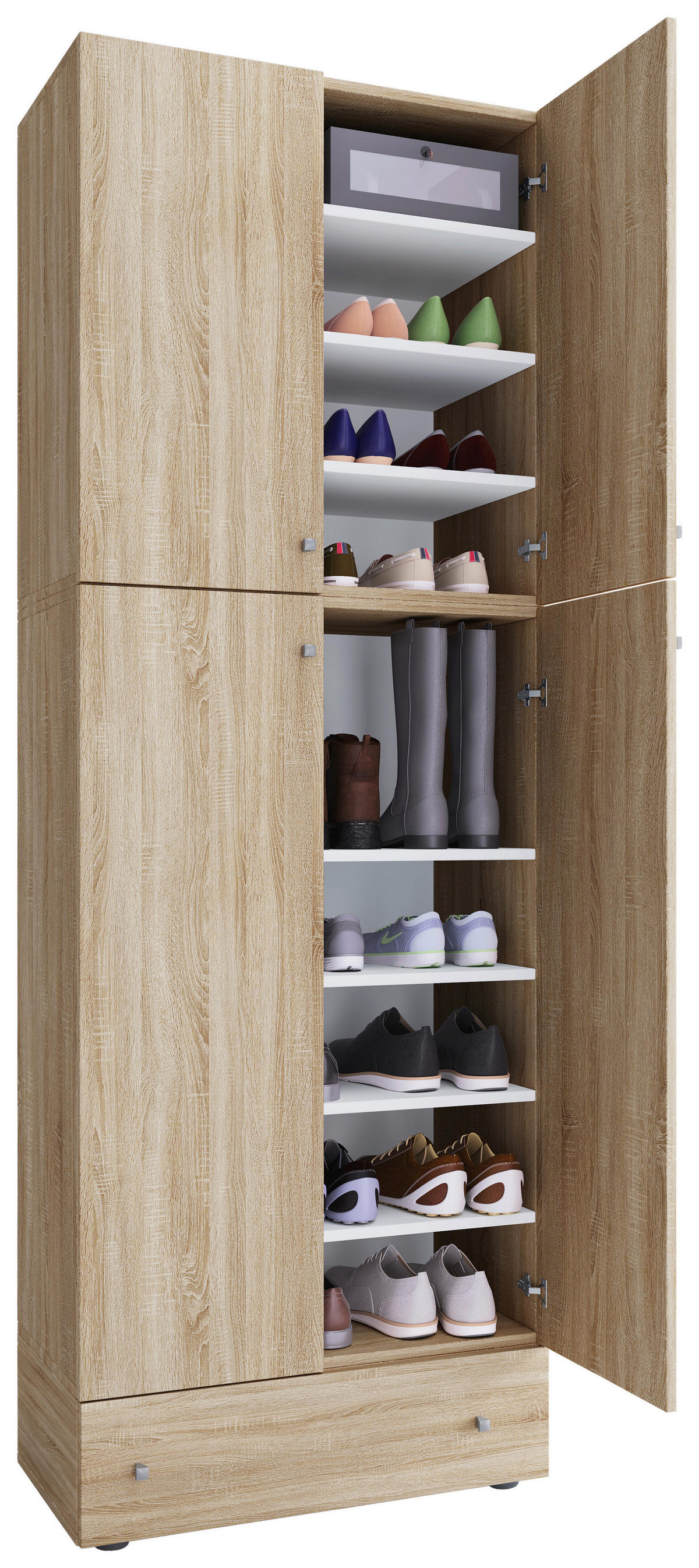Schuhschrank Lona weiß B/H/T: ca. 70x200x39 cm Lona - weiß (70,00/200,00/39,00cm) - VCM Möbel