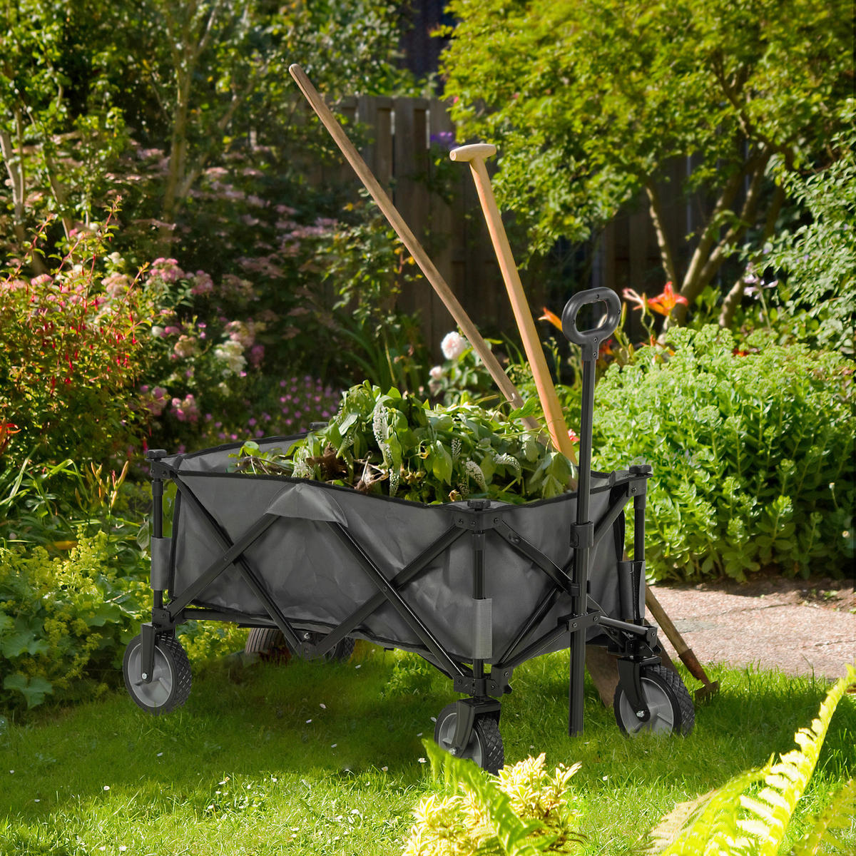 Outsunny Bollerwagen dunkelgrau B/H/L: ca. 55x93x108 cm Bollerwagen - dunkelgrau (108,00/55,00/93,00cm) - Outsunny