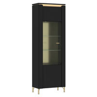 Vitrine Norica schwarz matt gold Optik B/H/T: ca. 66x201x40 cm Norica - gold/schwarz (66,00/201,00/40,00cm)