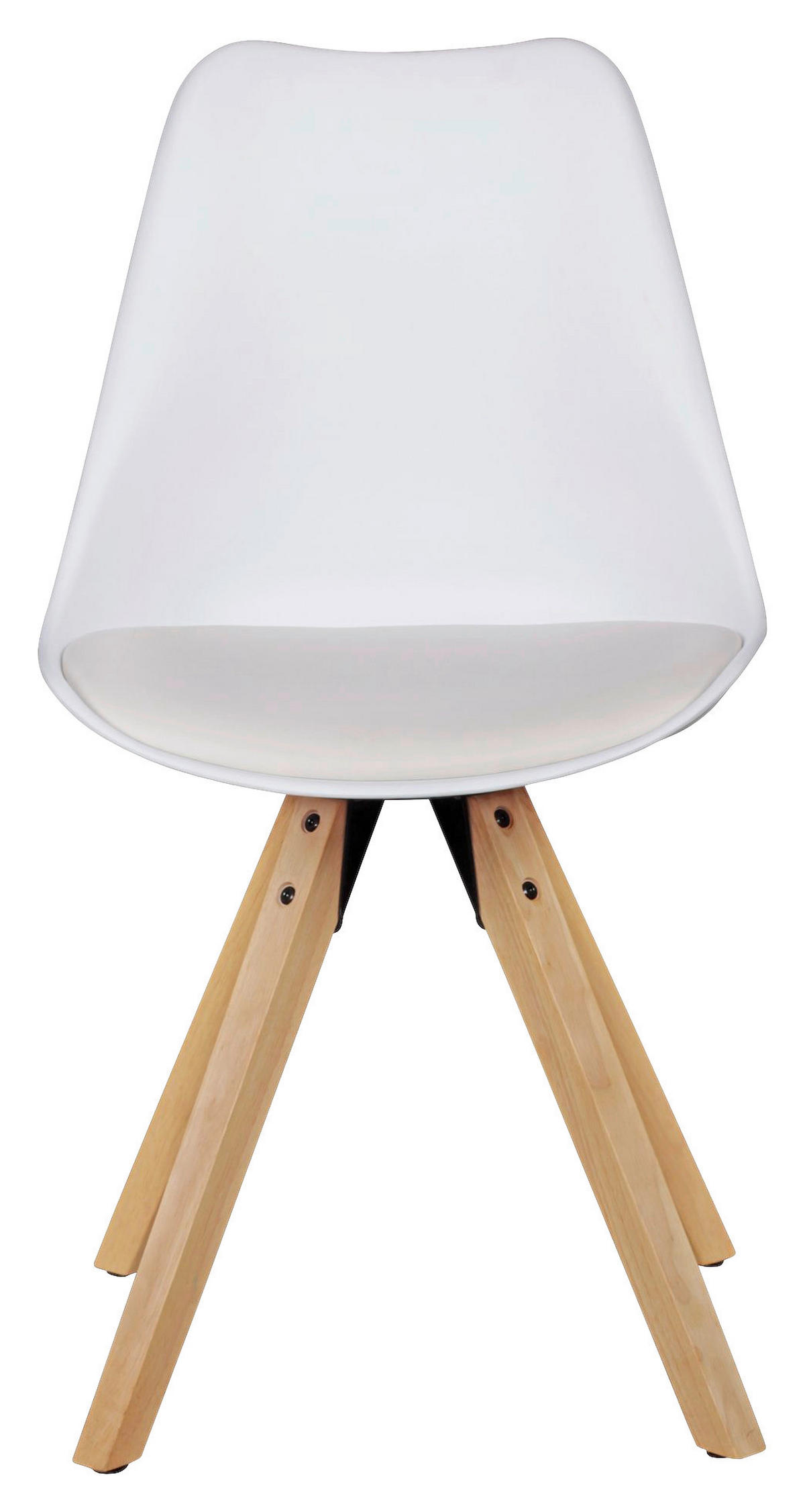 Stuhl 2er-Set weiß natur Kunststoff Echtholz Kunstleder B/H/T: ca. 52x87x49 cm 2er-Set - weiß/natur (52,00/87,00/49,00cm) - Wohnling