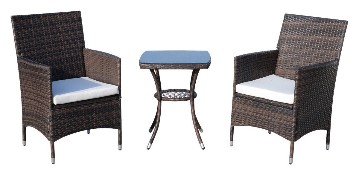 Outsunny Gartenmöbel-Set braun Polyrattan B/H/L: ca. 58,5x89,5x60 cm Gartenmöbel-Set - braun (60,00/58,50/89,50cm) - Outsunny