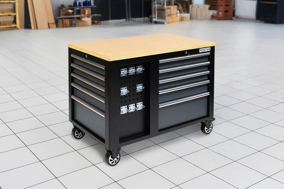 Werkbank Hektor schwarz B/H/L: ca. 114x89x73 cm Hektor - schwarz (73,00/114,00/89,00cm) - Feistos