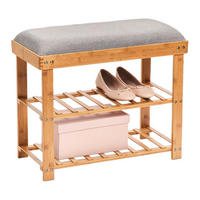 Zeller Schuhregal natur Bambus B/H/T: ca. 60x50x29 cm Schuhregal_mit_Sitzkissen - natur/grau (60,00/50,00/29,00cm) - Zeller