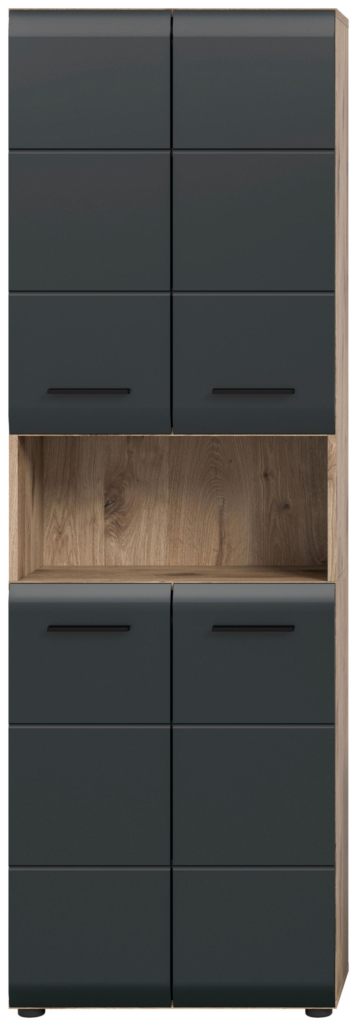 Hochschrank Ice Nox Oak Nachbildung schwarz matt B/H/T: ca. 60x185x30 cm Ice - schwarz (60,00/185,00/30,00cm) - xonox.home