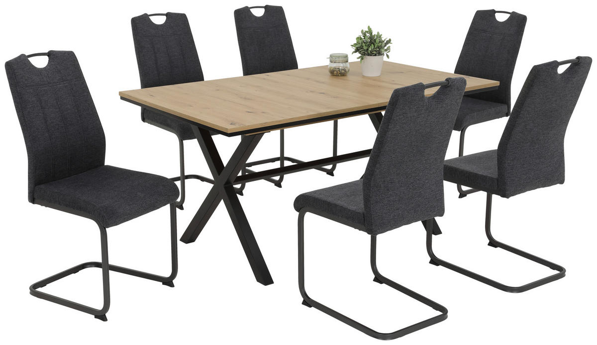 Stuhl 4er Set BRITTA anthrazit grau Microfaser Metall B/H/T: ca. 44x100x59 cm 4er Set BRITTA - anthrazit/grau (44,00/100,00/59,00cm) - Hela