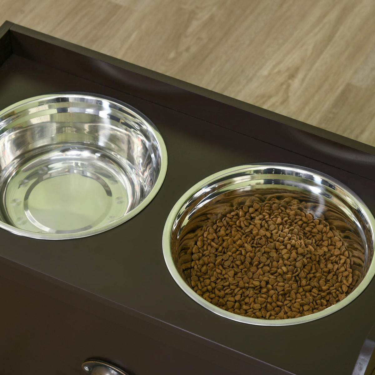 PawHut Hunde-Zubehör braun Edelstahl B/H/L: ca. 30x60x36 cm Hundenapf - braun (36,00/30,00/60,00cm) - PawHut