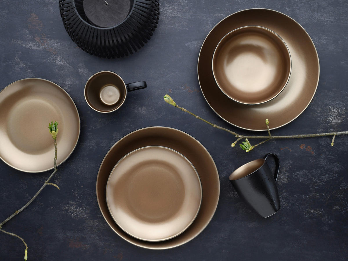 CreaTable Kombiservice Glamour gold Keramik Glamour - gold/schwarz - CreaTable