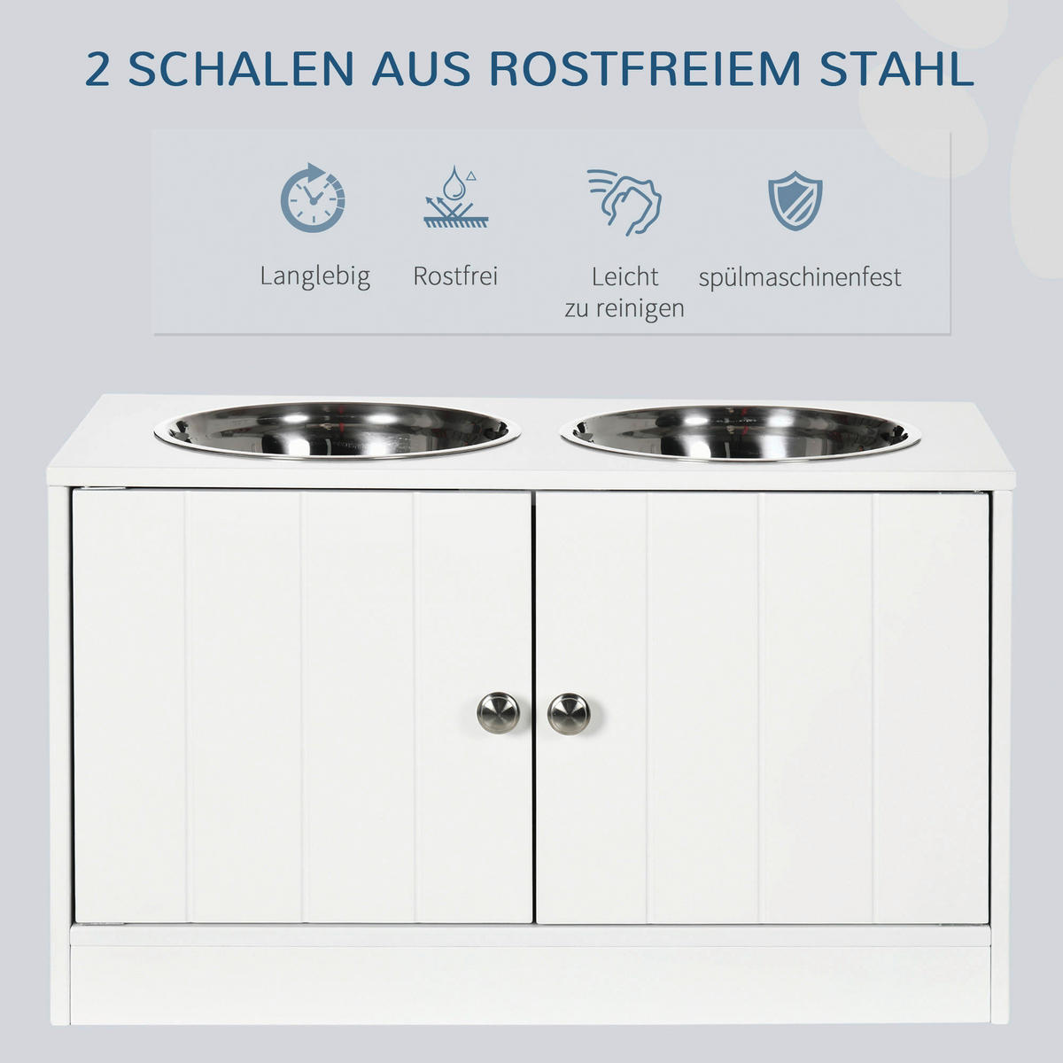 PawHut Futterstation weiß MDF B/H/L: ca. 30x35,5x60 cm Futterstation - weiß (60,00/30,00/35,50cm) - PawHut