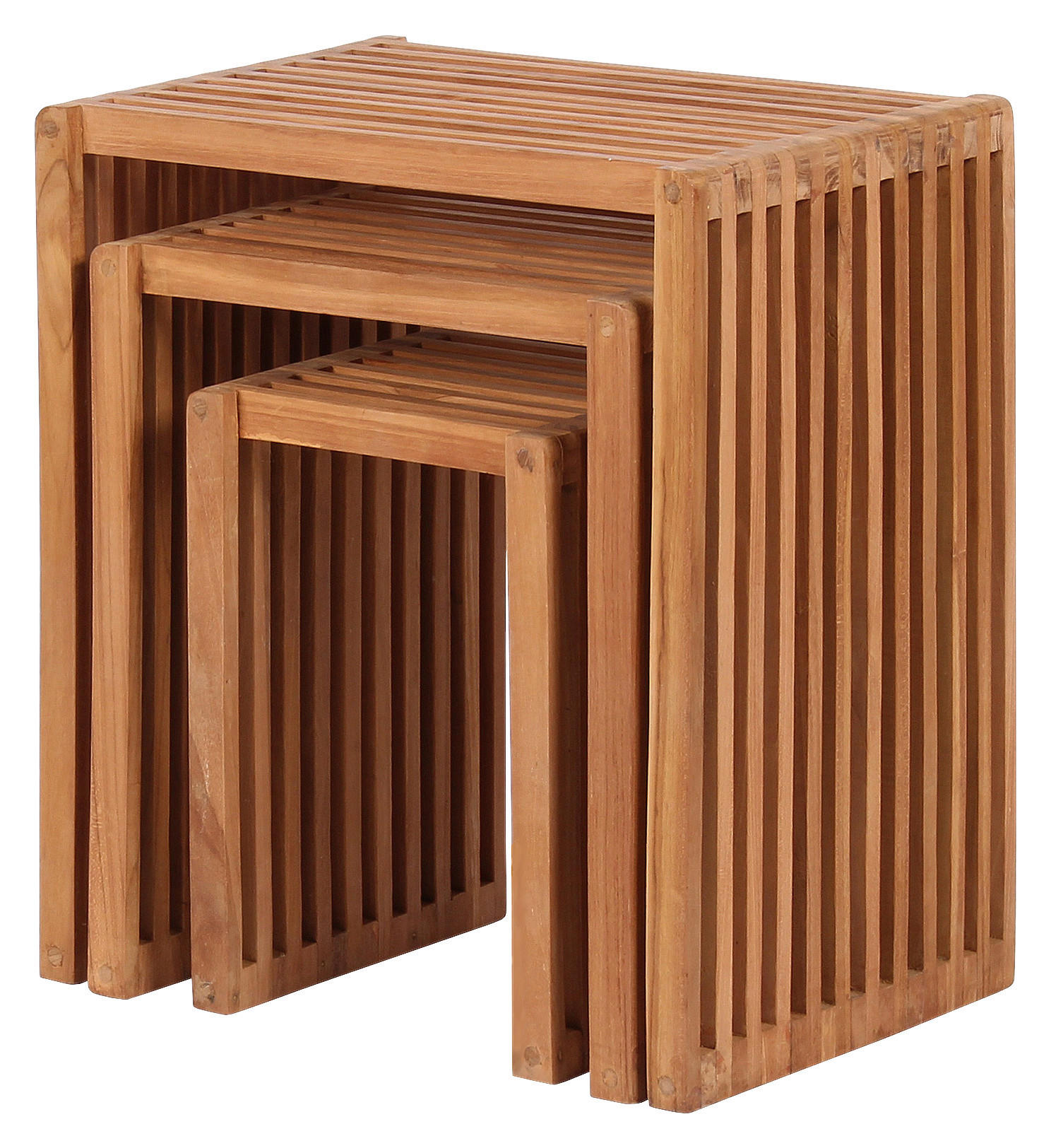 Thumbnail - deVries Beistelltisch Woodie hellbraun Teakholz B/H/T: ca. 45x50x30 cm