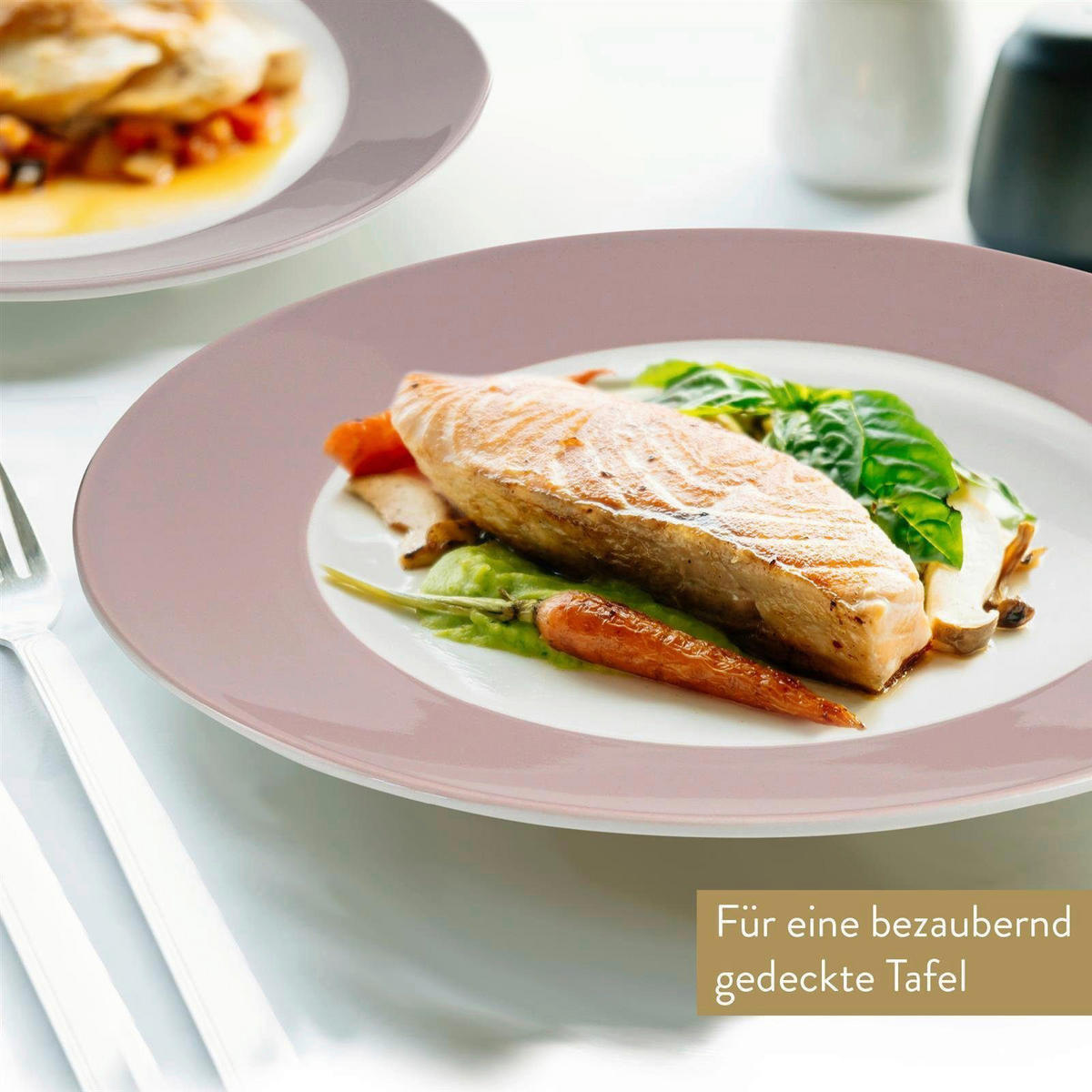Mövenpick Kombiservice Montreux rosa Porzellan 16 tlg. Montreux - weiß/rosa - Mövenpick