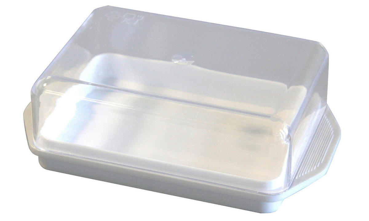 Butterdose weiß B/H/L: ca. 9,2x4,7x15,3 cm Butterdose - weiß/transparent (15,30/9,20/4,70cm)