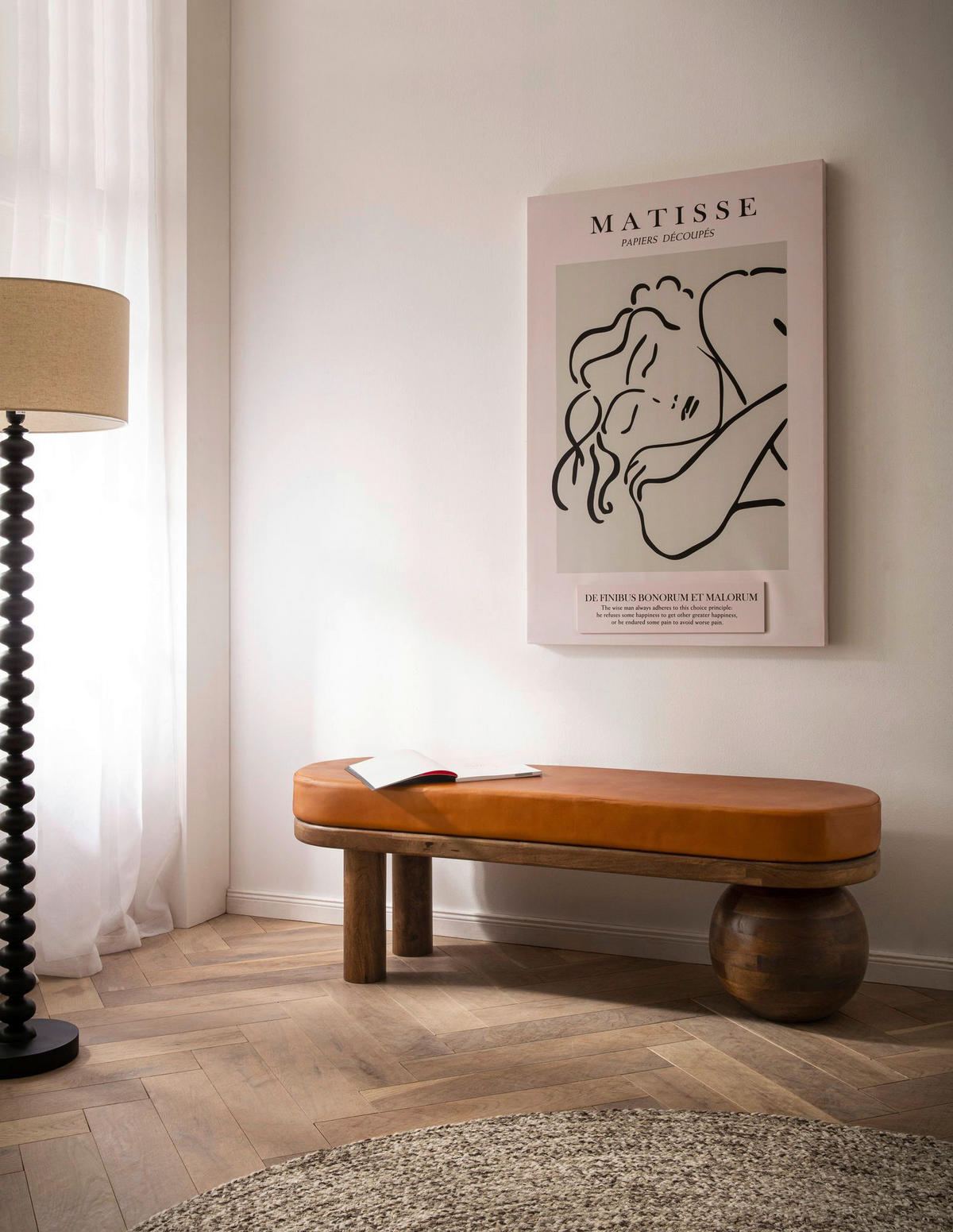 Sitzbank braun Mango Leder B/H/T: ca. 140x47x40 cm Sitzbank - braun (140,00/47,00/40,00cm) - Wohnling