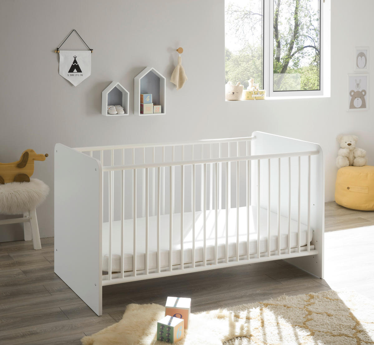 Babybett Alex weiß Graphit Liegefläche B/L: ca. 70x140 cm Alex - weiß/Graphit (70,00/140,00cm)