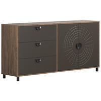 Sideboard Fusion Eiche dunkel Nachbildung bronze Optik B/H/T: ca. 176x86x42 cm Fusion - Eiche/bronze (176,00/86,00/42,00cm)