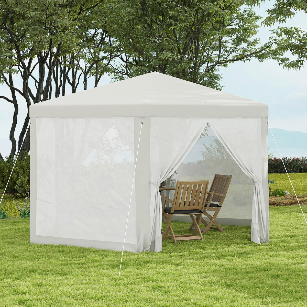 Outsunny Pavillon cremeweiß Polypropylen B/H/L: ca. 394x394x250 cm Pavillon - cremeweiß (250,00/394,00/394,00cm) - Outsunny
