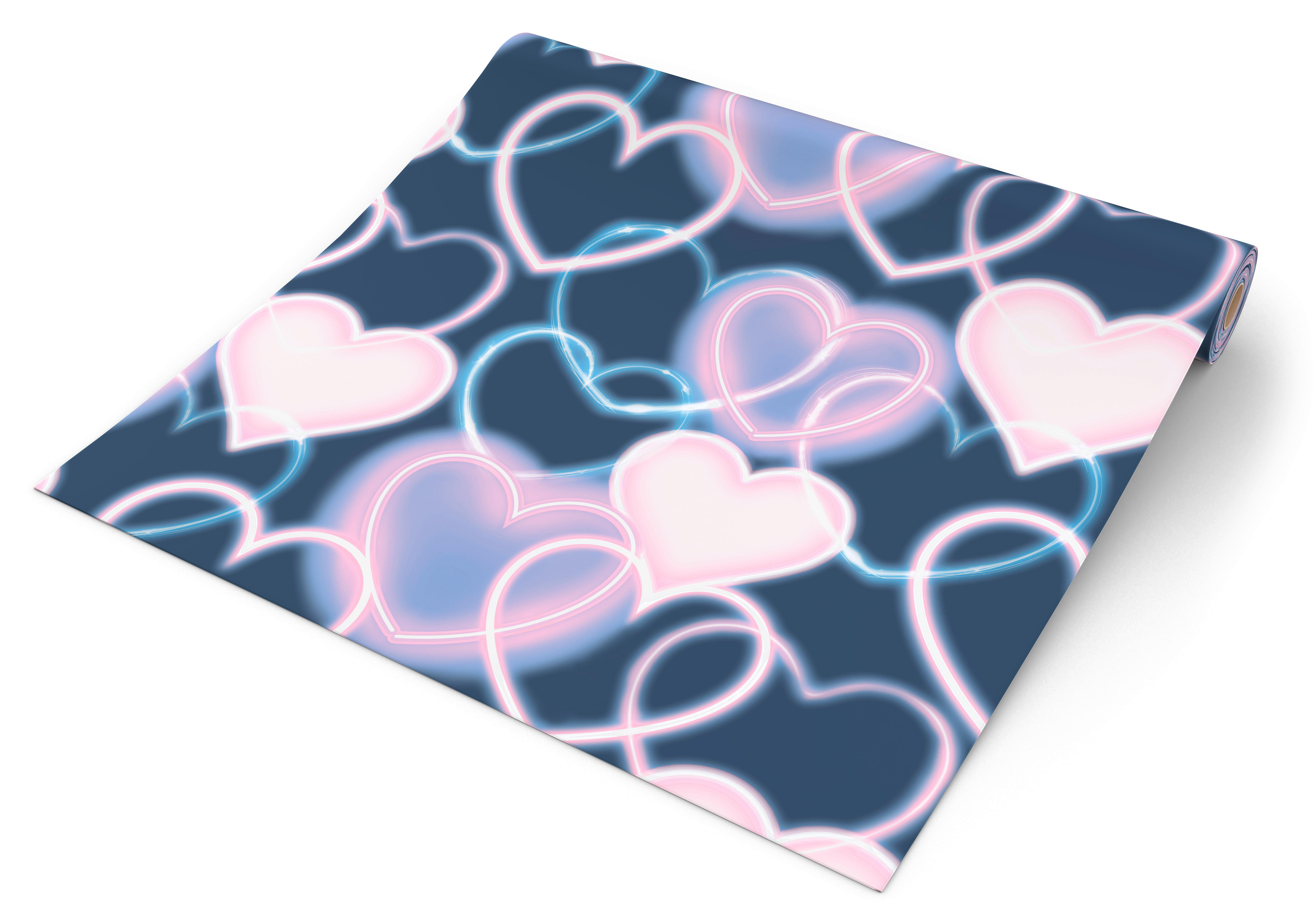 UGEPA Papiertapete Herzen blau rosa B/L: ca. 53x1005 cm Papiertapete_B433-11 - blau/rosa (53,00/1005,00cm) - UGEPA
