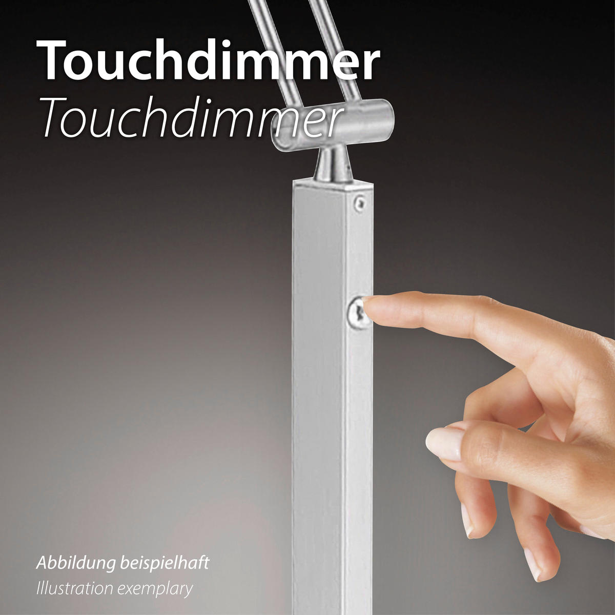 Just Light LED-Touch-Tischleuchte RITUS 15390-95 Alu weiß Metall B/H/T: ca. 30x30x10 cm 1 Brennstellen RITUS - weiß/Alu (30,00/30,00/10,00cm) - Just Light