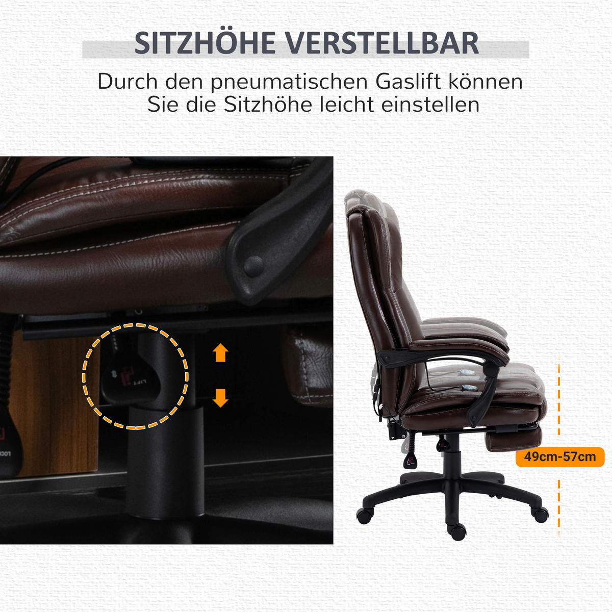Drehstuhl 921-539V90BN braun 921-539V90BN - braun (68,50/113,00/68,50cm) - Vinsetto