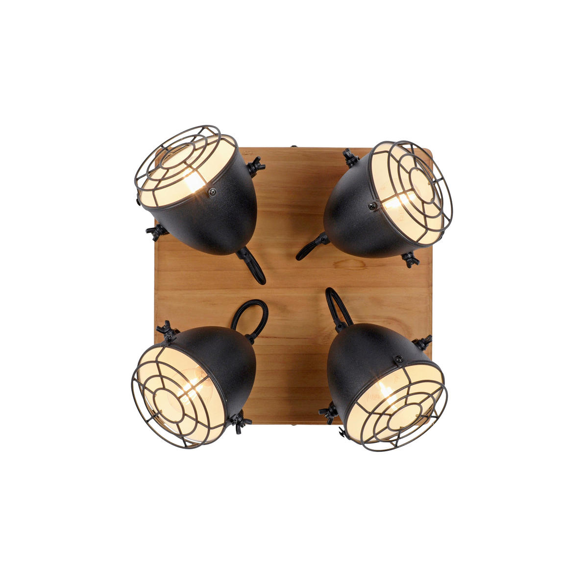 Just Light Deckenleuchte BEETLE 15174-18 natur schwarz Metall Holz B/T: ca. 31x31 cm E14 4 Brennstellen BEETLE - natur/schwarz (31,00/31,00cm) - Just Light
