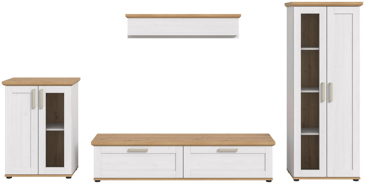 Wohnwand VERONA Lärche Nachbildung Eiche Nachbildung B/H/T: ca. 336x161x40 cm VERONA - Eiche/Lärche (336,00/161,00/40,00cm) - xonox.home