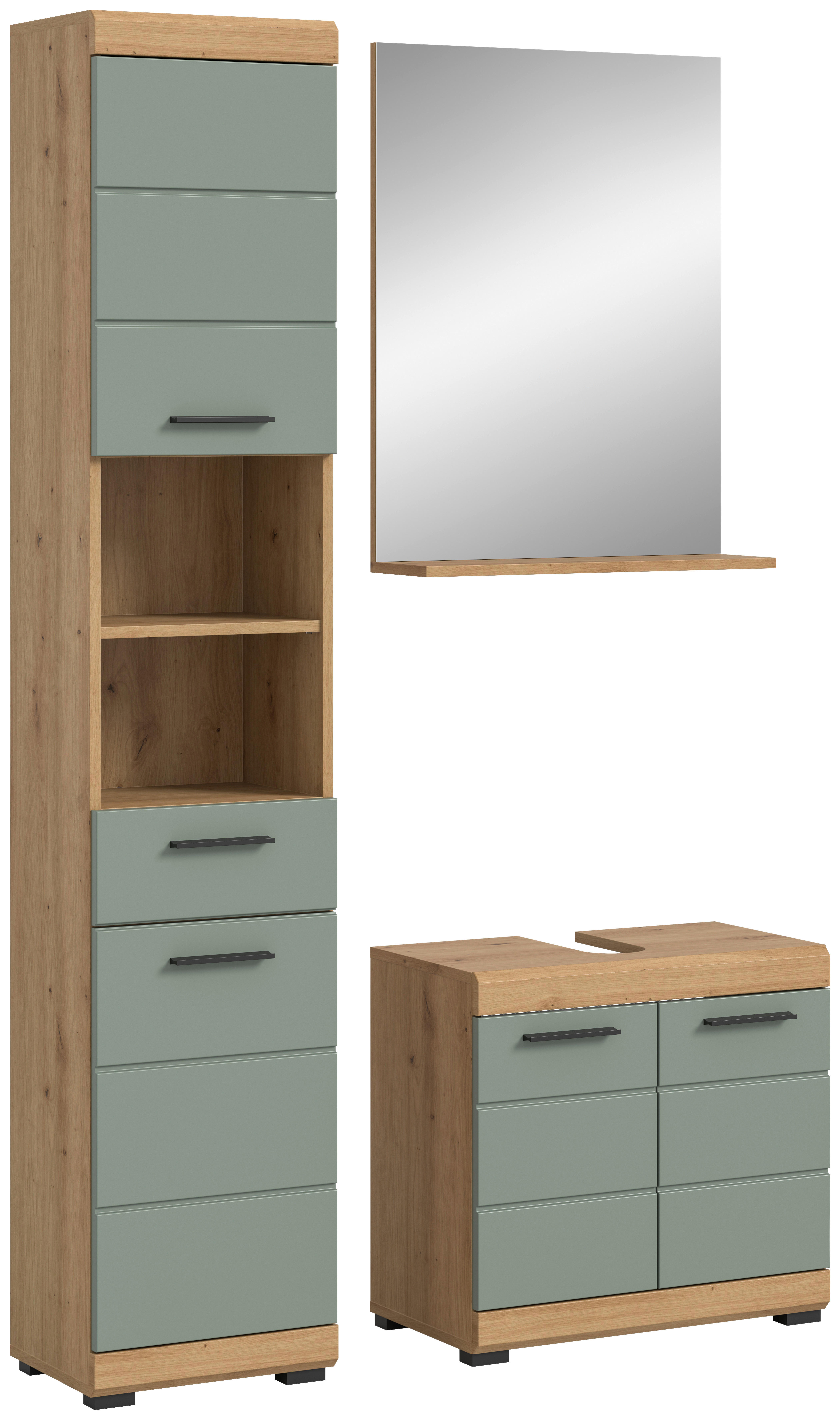 Badezimmer-Set Scout Eiche Artisan Nachbildung salbei Nachbildung B/H/T: ca. 112x191x34 cm Scout - Eiche/salbei (112,00/191,00/34,00cm) - xonox.home