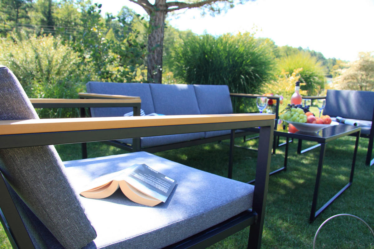 Acamp Loungeset Space anthrazit Stahl Space - anthrazit/teak - Acamp