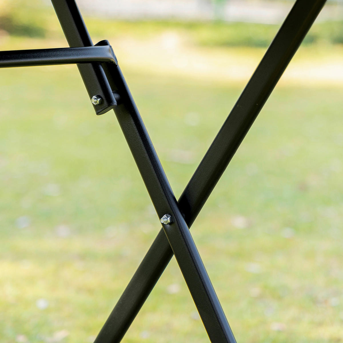 Outsunny Sitzgruppe schwarz Metall B/H/L: ca. 60x70x60 cm Sitzgruppe - schwarz/grau (60,00/60,00/70,00cm) - Outsunny