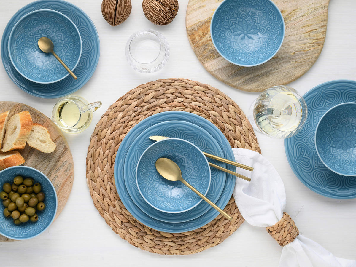 CreaTable Tafelservice Orient Mandala aqua Porzellan 18 tlg. Orient Mandala - aqua - CreaTable