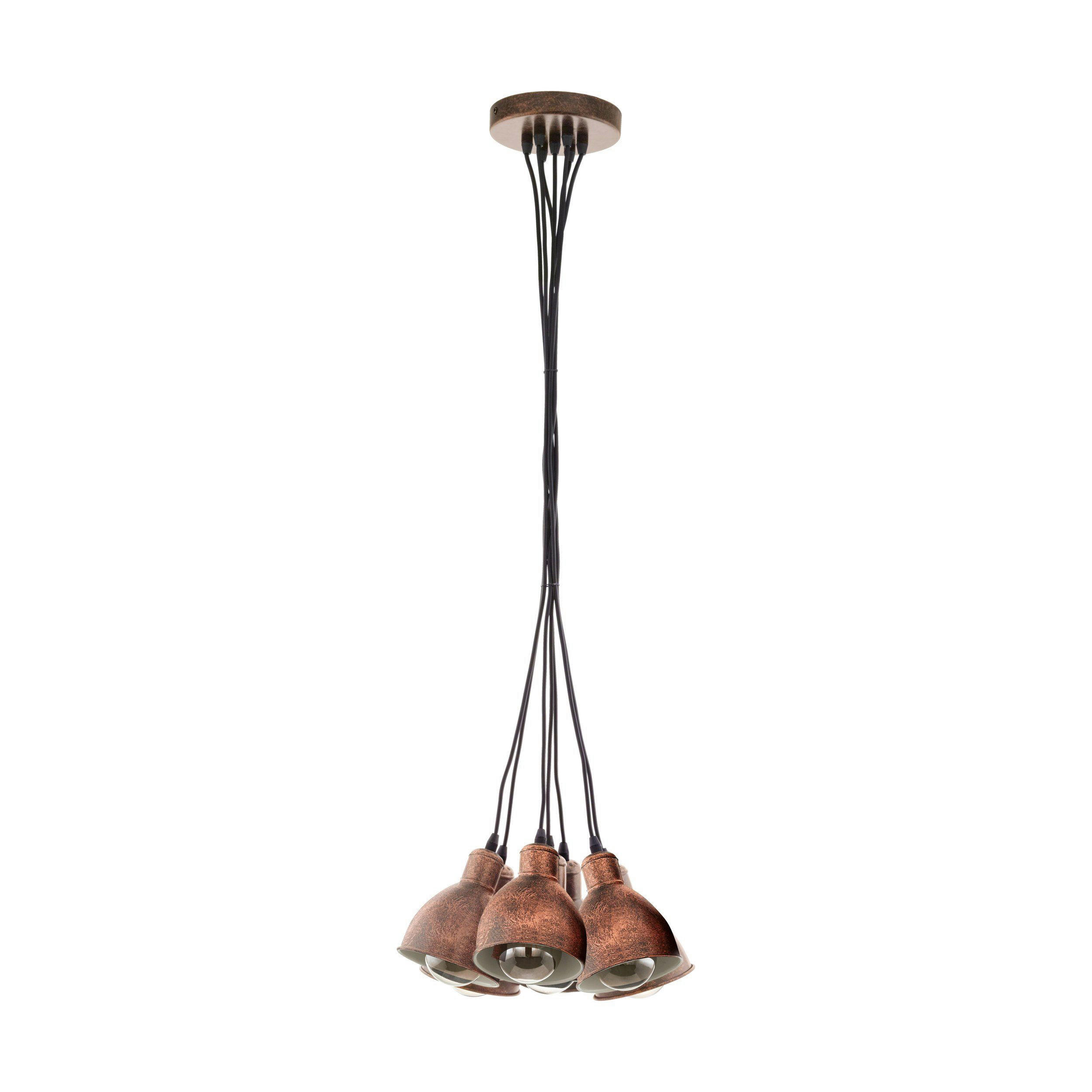 Eglo Pendelleuchte Kupfer Metall B/H/L: ca. 38,5x110x38,5 cm E27 7 Brennstellen Priddy - Kupfer (38,50/38,50/110,00cm) - Eglo