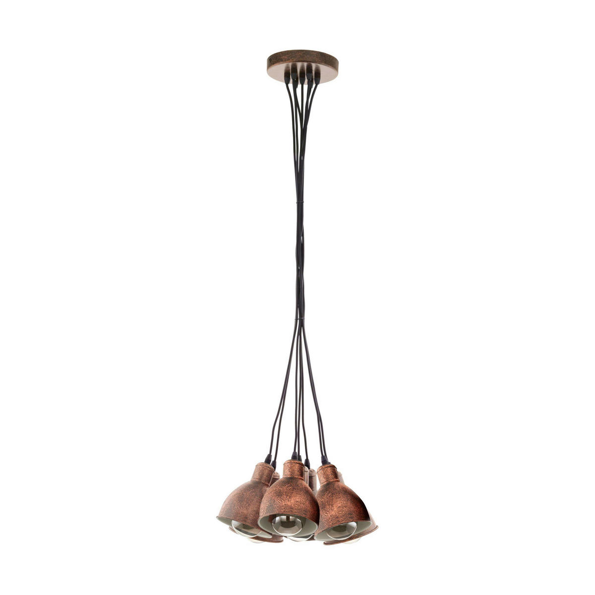 Eglo Pendelleuchte Kupfer Metall B/H/L: ca. 38,5x110x38,5 cm E27 7 Brennstellen Priddy - Kupfer (38,50/38,50/110,00cm) - Eglo