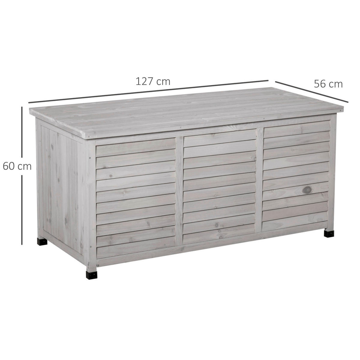 Outsunny Gartentruhe mit Stauraum grau Holz B/H/L: ca. 56x60x127 cm Gartentruhe mit Stauraum - grau (127,00/56,00/60,00cm) - Outsunny