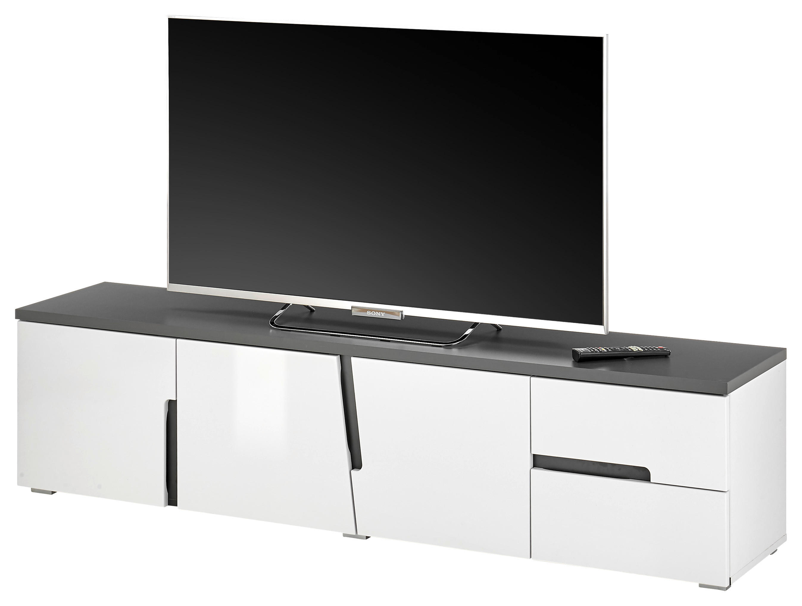 TV-Lowboard Boston weiß Hochglanz anthrazit B/H/T: ca. 176x44x38 cm Boston - weiß/anthrazit (176,00/44,00/38,00cm)
