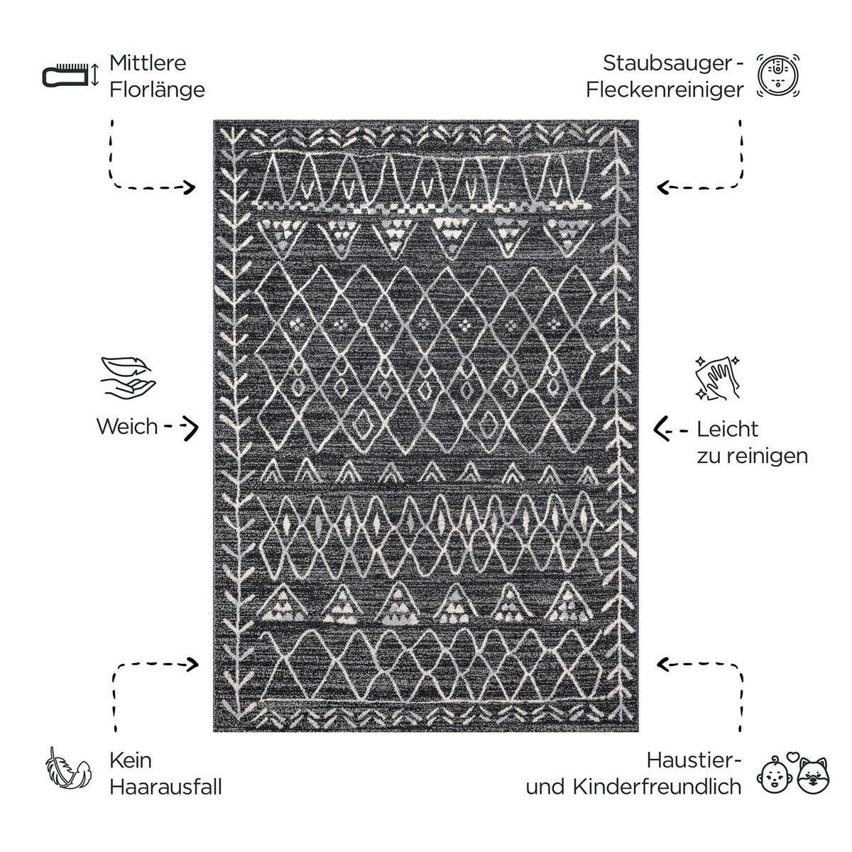 Sanat Teppich schwarz B/L: ca. 340x240 cm Teppich_Boho_8200_240x340 - schwarz (340,00/240,00cm) - Sanat