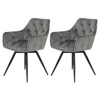 Stuhl Florentina 2er Set grau Vintage Samtoptik B/H/T: ca. 49x84x63 cm Florentina 2er Set - schwarz/grau (49,00/84,00/63,00cm) - Hela