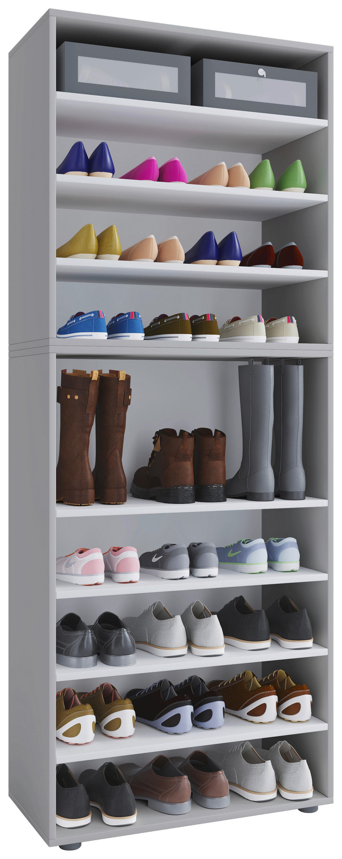 Schuhregal Lona weiß B/H/T: ca. 70x183x37 cm Lona - weiß (70,00/183,00/37,00cm) - VCM Möbel