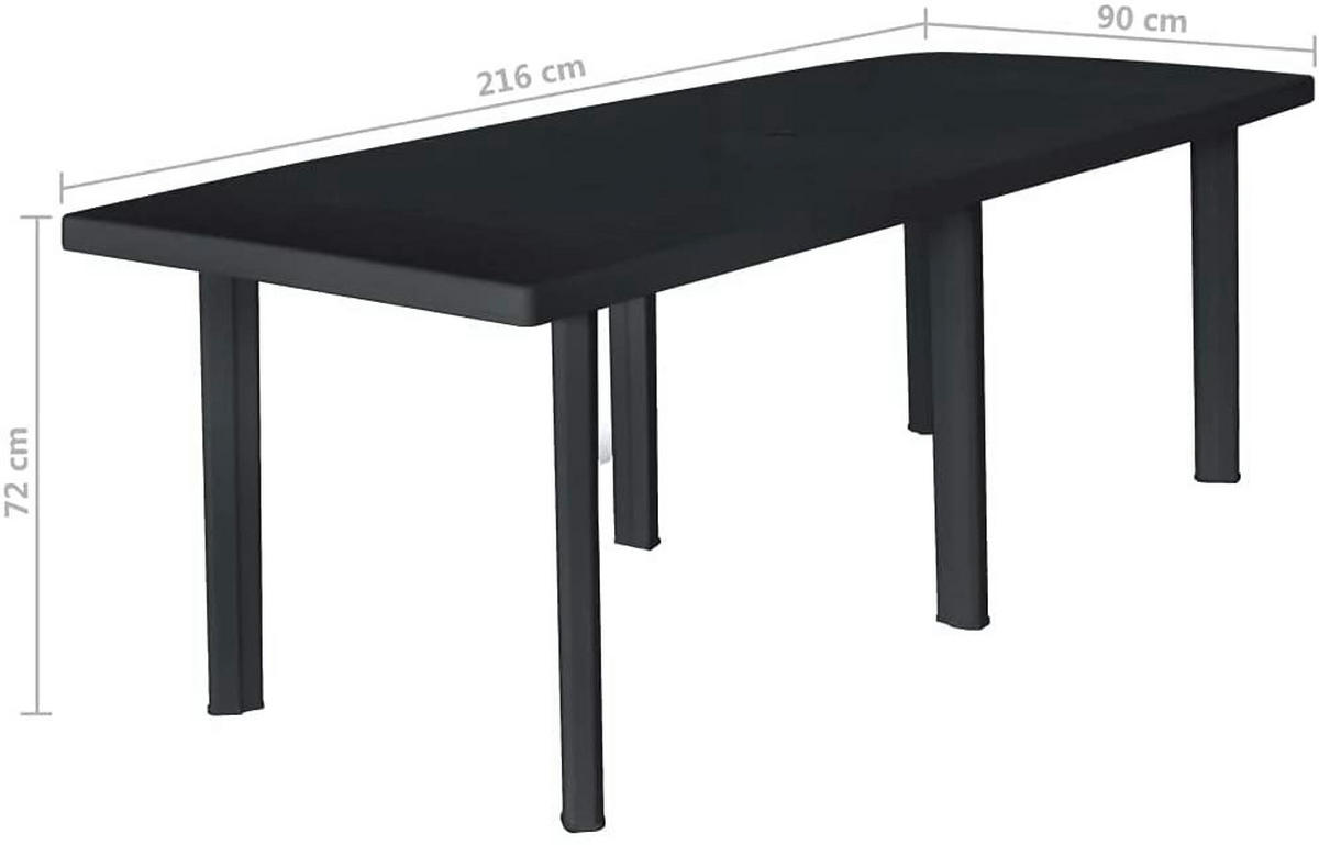 ProGarden Tisch Trio anthrazit Kunststoff B/H/L: ca. 90x72x216 cm Trio - anthrazit (216,00/90,00/72,00cm) - ProGarden