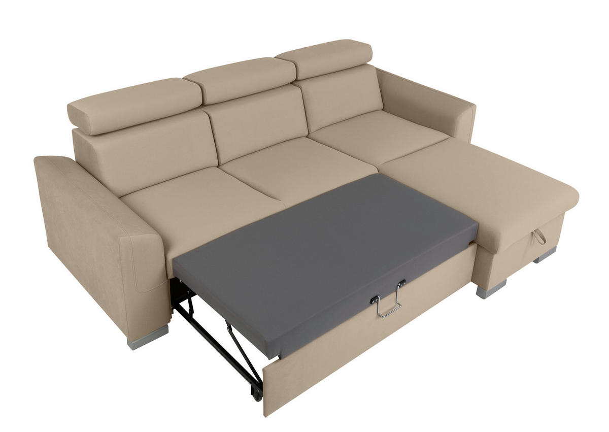 Ecksofa Evia braun Microfaser B/H/T: ca. 243x85x186 cm Evia - braun/silber (243,00/85,00/186,00cm)