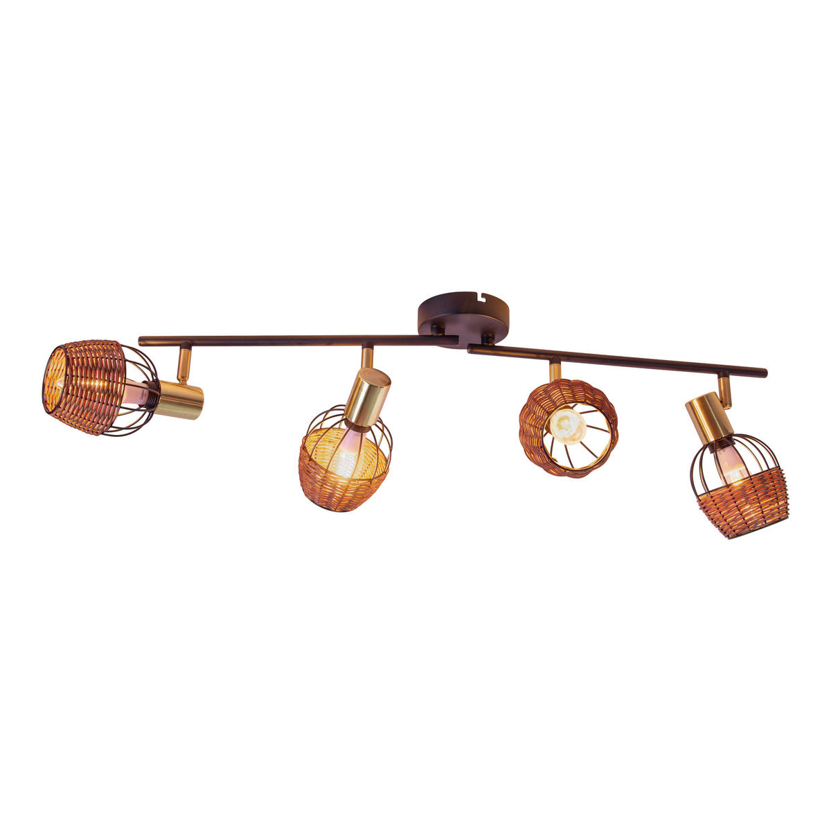 Näve Leuchten Spotleuchte 1389022 braun Rattan Metall B/H/T: ca. 8,5x16x78 cm E14 4 Brennstellen Corbis - braun (8,50/16,00/78,00cm) - Näve Leuchten