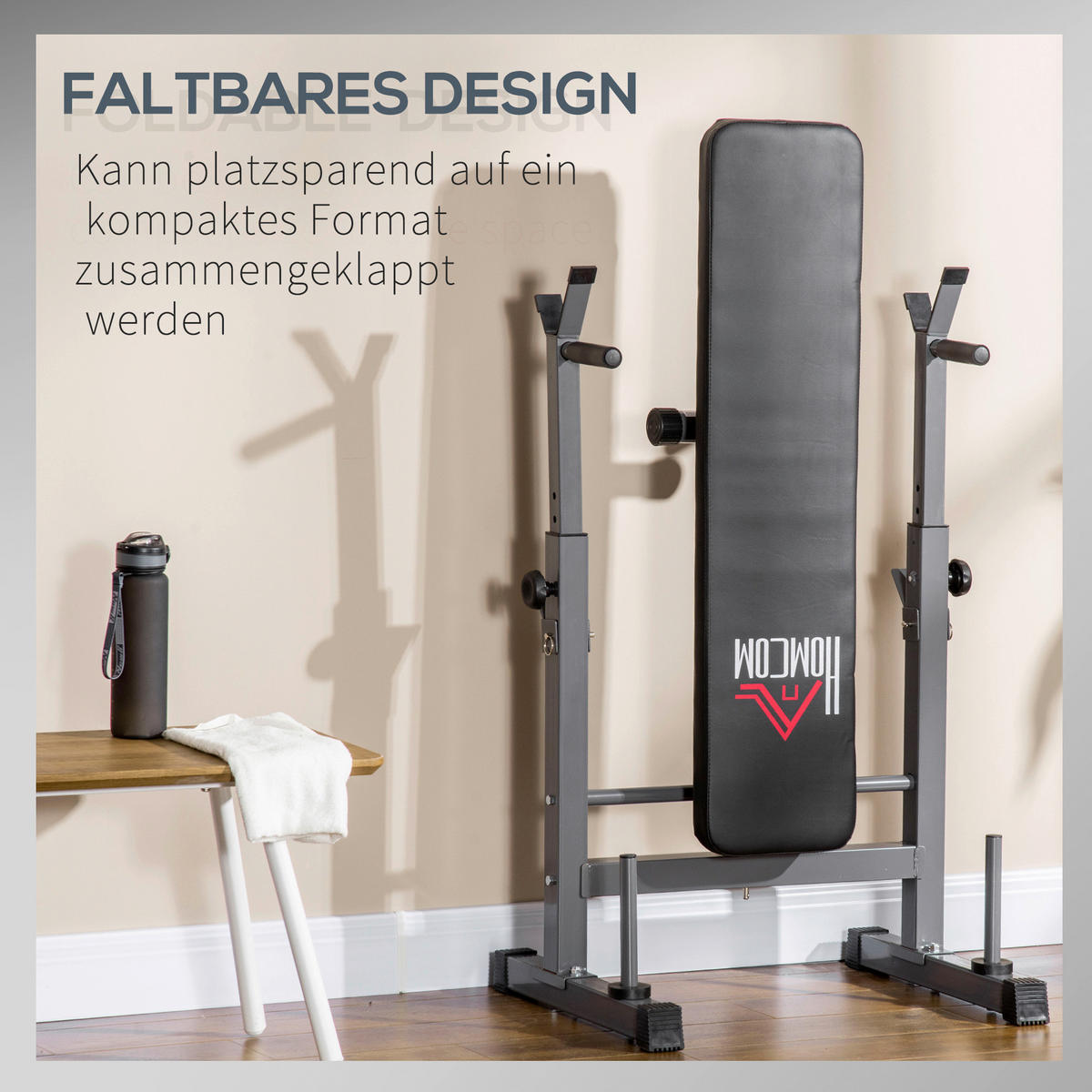 HOMCOM Hantelbank grau Kunstleder B/H/L: ca. 73x122x140 cm Hantelbank - schwarz/grau (140,00/73,00/122,00cm) - HOMCOM